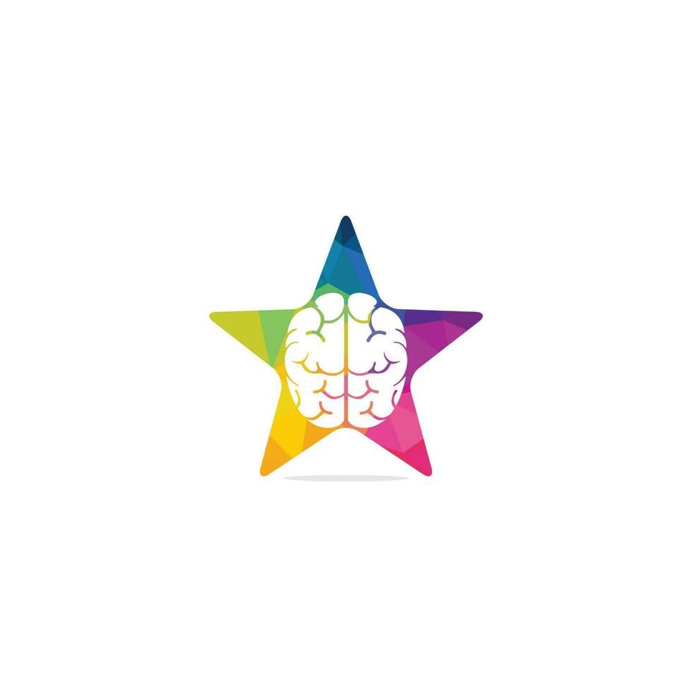 creativo cervello stella forma logo design. pensare idea concetto. brainstorming energia pensiero cervello logotipo icona. vettore