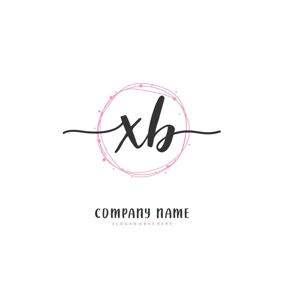 xb iniziale grafia e firma logo design con cerchio. bellissimo design manoscritto logo per moda, squadra, nozze, lusso logo. vettore