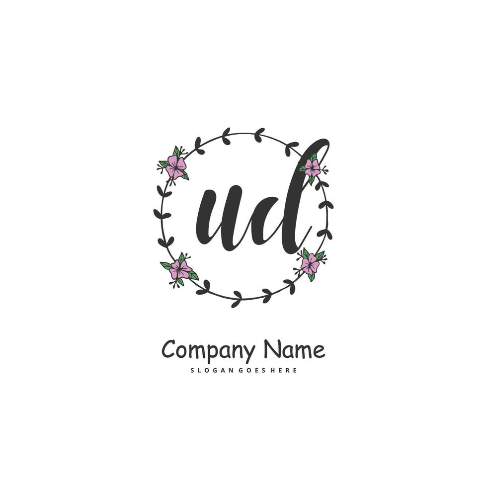 ud iniziale grafia e firma logo design con cerchio. bellissimo design manoscritto logo per moda, squadra, nozze, lusso logo. vettore