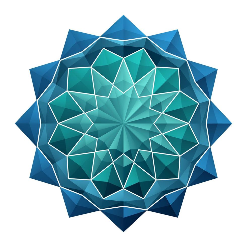 mare verde origami fiore modello mandala 3d geometrico forma vettore