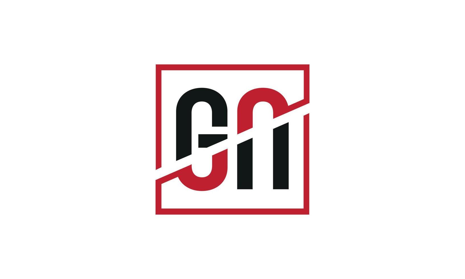 gn logo design. iniziale gn lettera logo monogramma design nel nero e rosso colore con piazza forma. professionista vettore