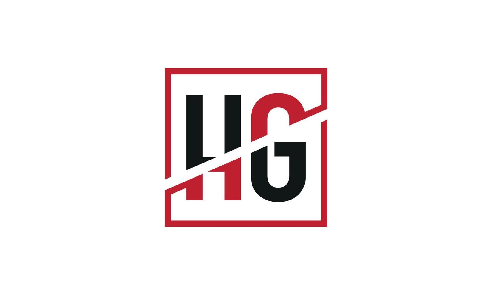 hg logo design. iniziale hg lettera logo monogramma design nel nero e rosso colore con piazza forma. professionista vettore