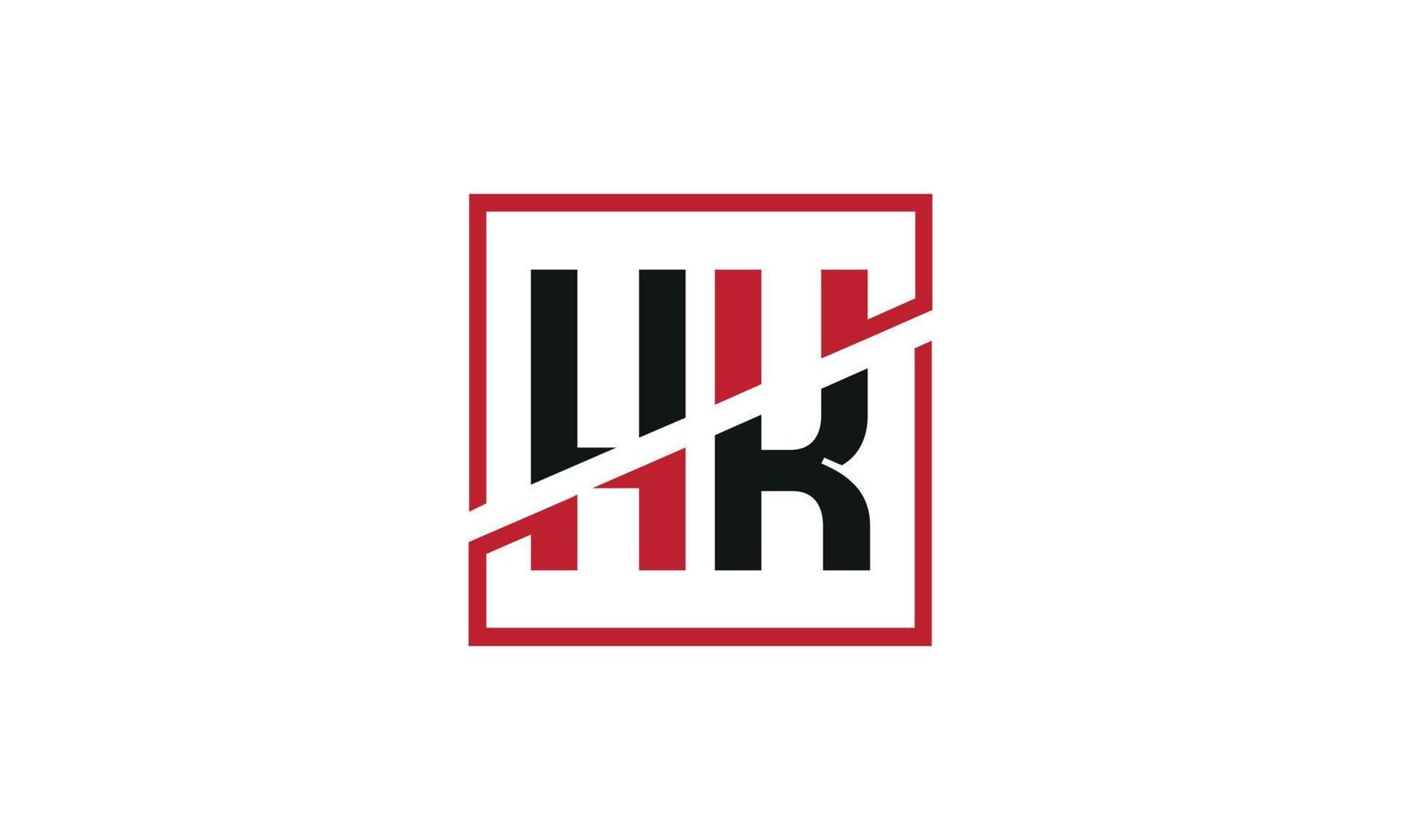 HK logo design. iniziale HK lettera logo monogramma design nel nero e rosso colore con piazza forma. professionista vettore