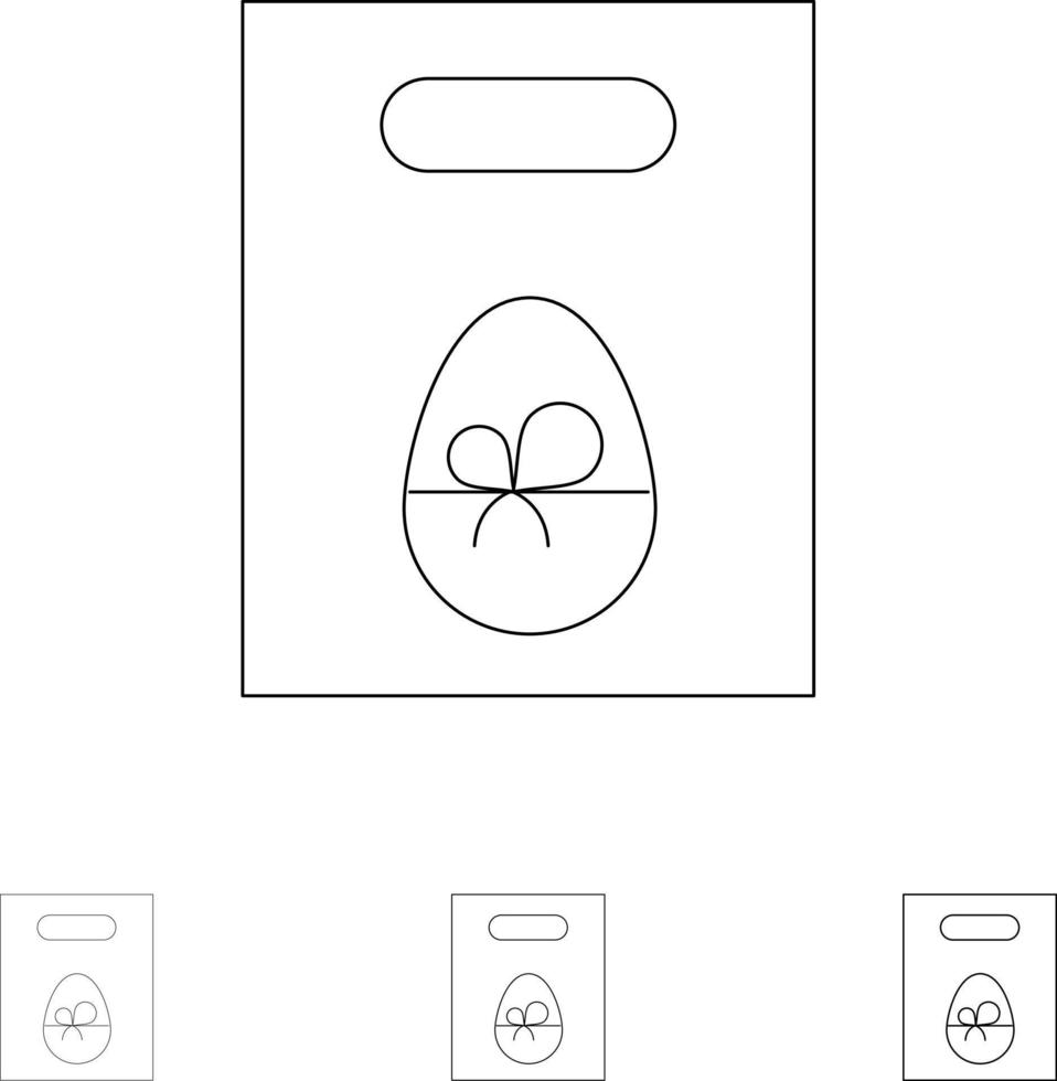 peso uovo regalo Pasqua grassetto e magro nero linea icona impostato vettore