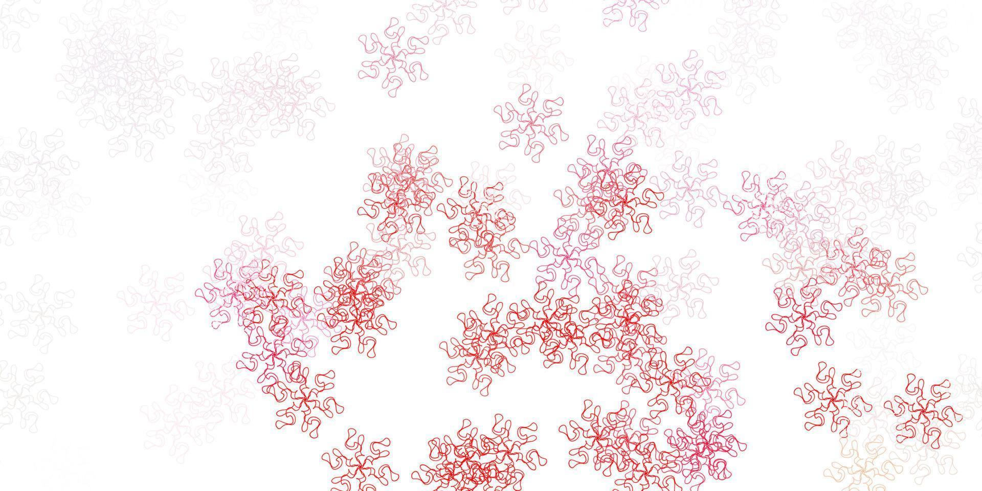 modello di doodle vettoriale rosso chiaro con fiori.