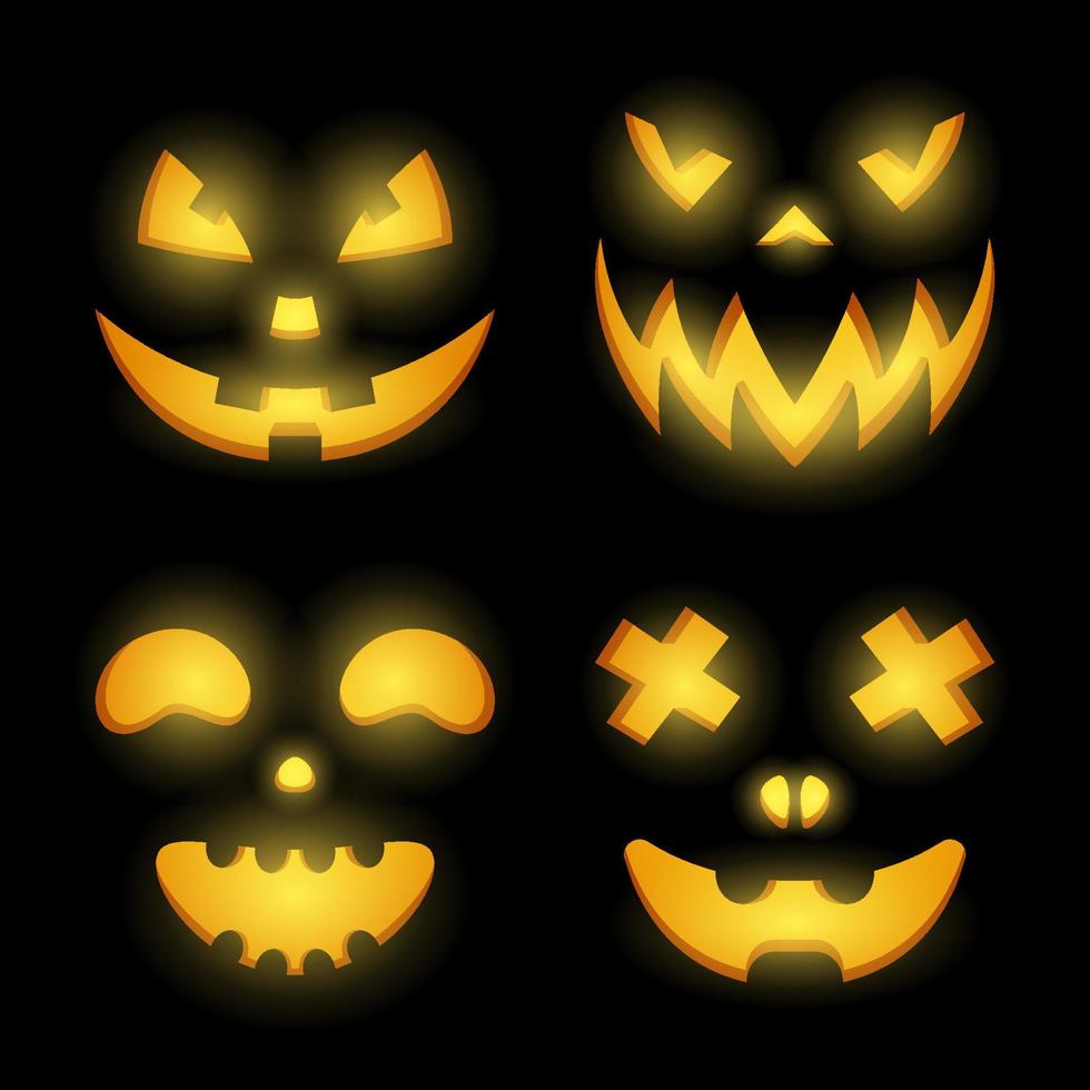 Halloween zucca viso impostare, vettore illustrazione