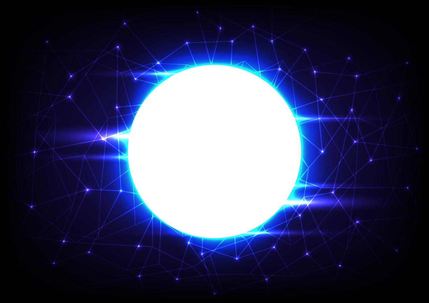 astratto Rete connessione blu sfondo con bianca cerchio il giro e neon luci vettore