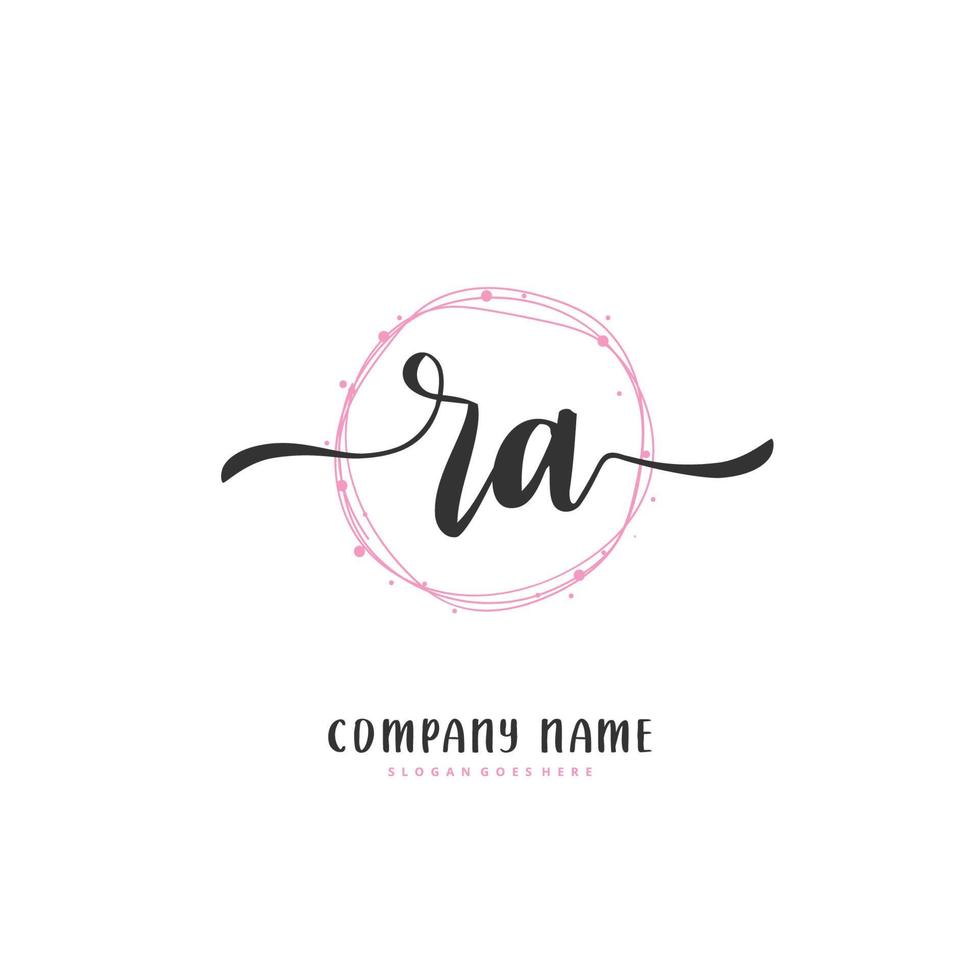 RA iniziale grafia e firma logo design con cerchio. bellissimo design manoscritto logo per moda, squadra, nozze, lusso logo. vettore