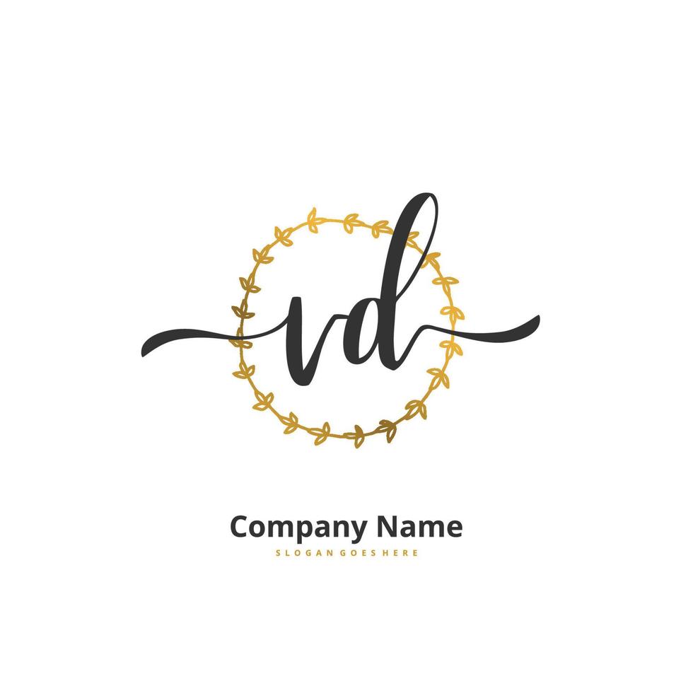 vd iniziale grafia e firma logo design con cerchio. bellissimo design manoscritto logo per moda, squadra, nozze, lusso logo. vettore