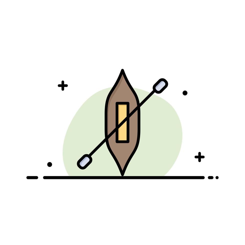 barca canoa kayak nave attività commerciale piatto linea pieno icona vettore bandiera modello