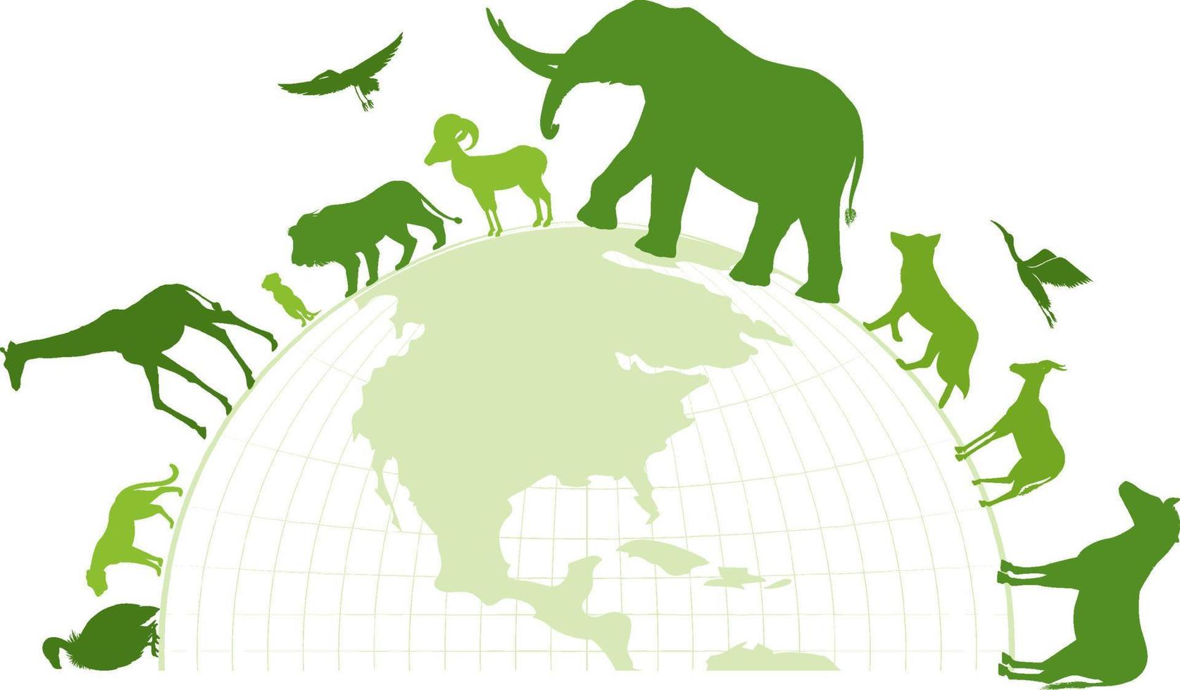 verde silhouette di selvaggio animali vettore