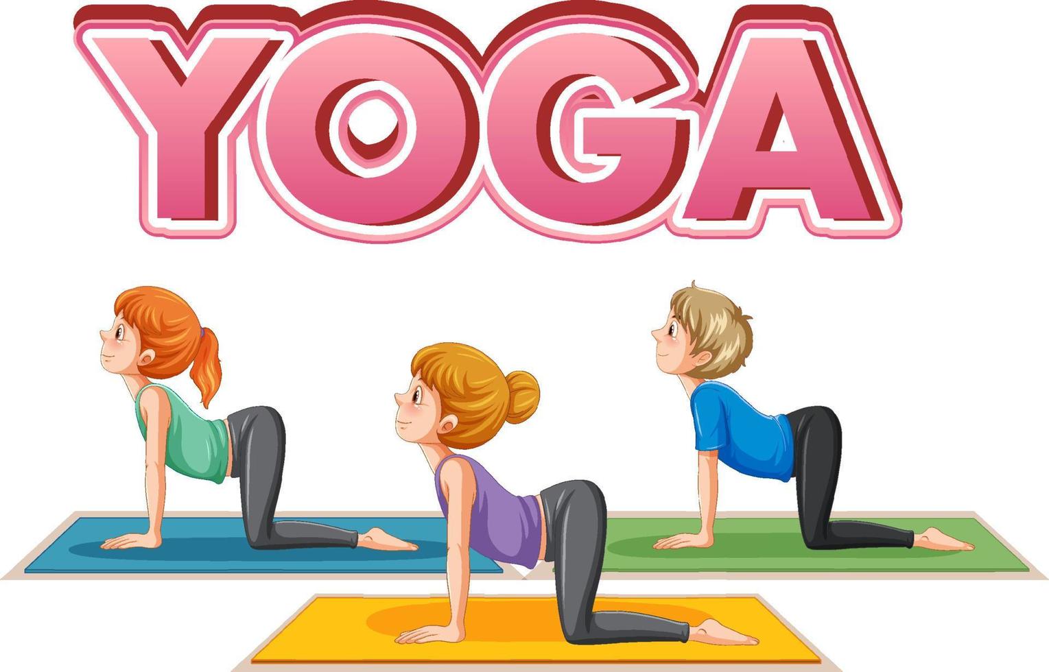 persone praticante yoga con testo vettore