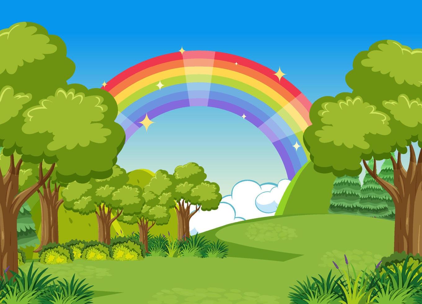 natura sfondo con arcobaleno nel il cielo vettore