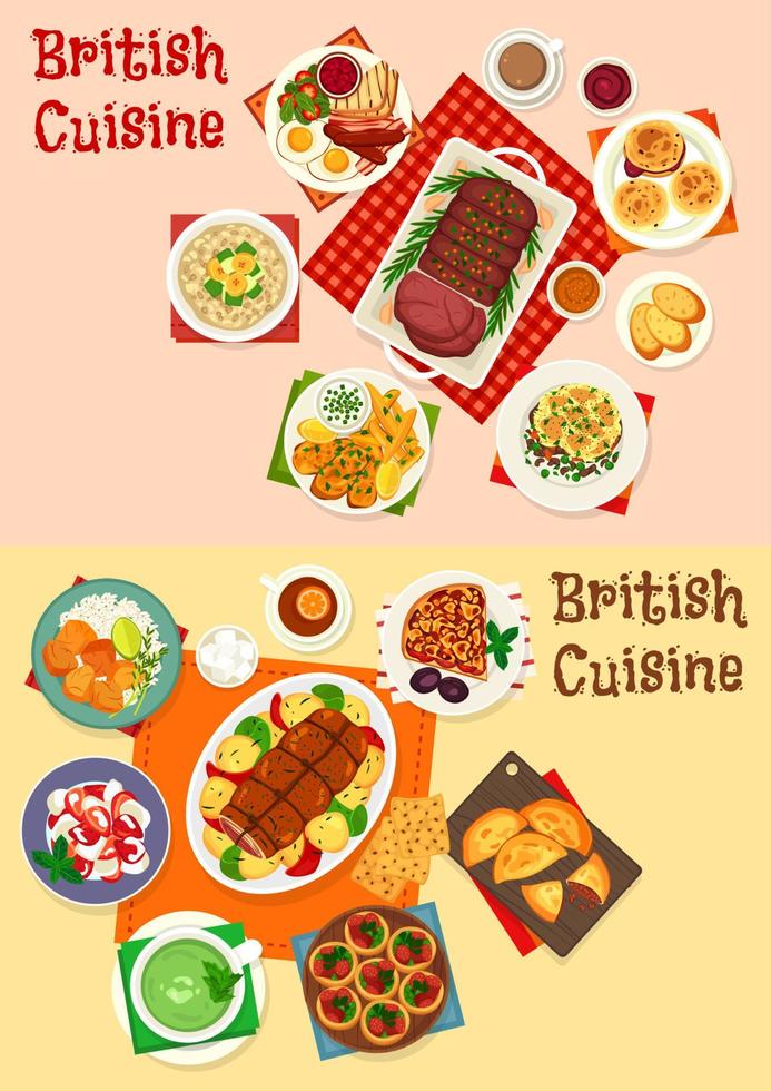 Britannico cucina icona di prima colazione e cena piatto vettore