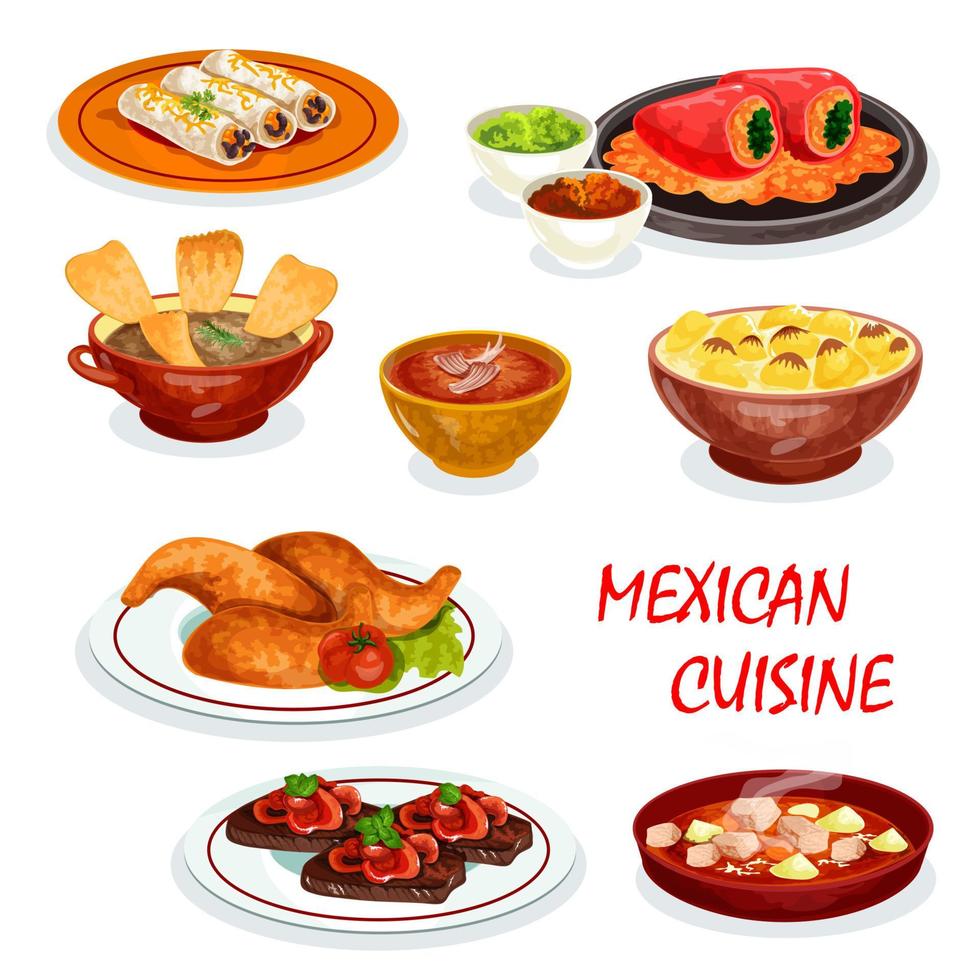messicano cucina cena icona con merenda e salsa vettore