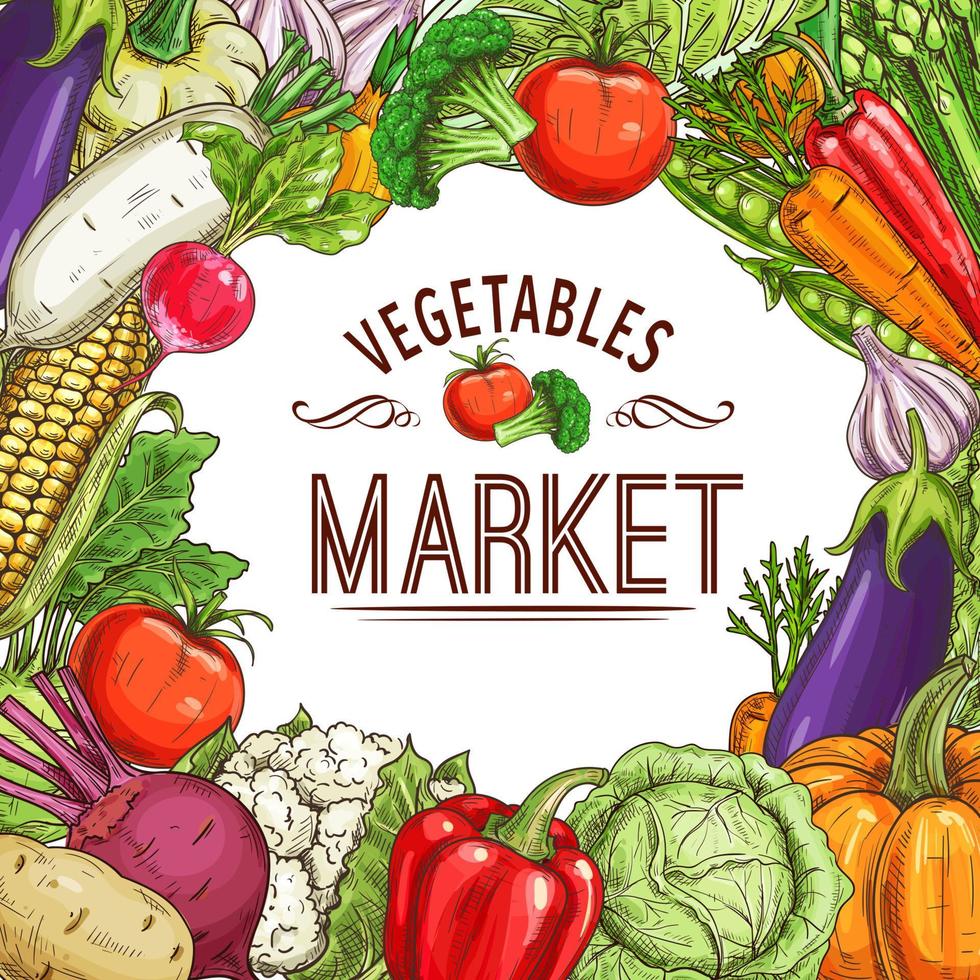 verdura mercato manifesto con telaio vettore