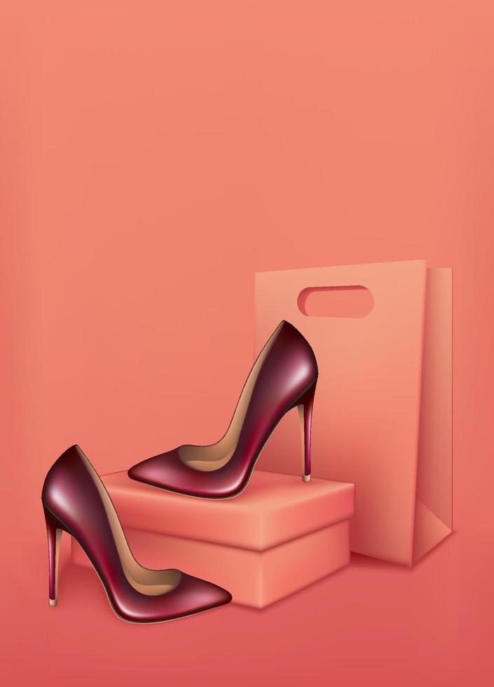 stiletto tacchi su un' rosa sfondo. scarpa negozio. azione vettore illustrazione.