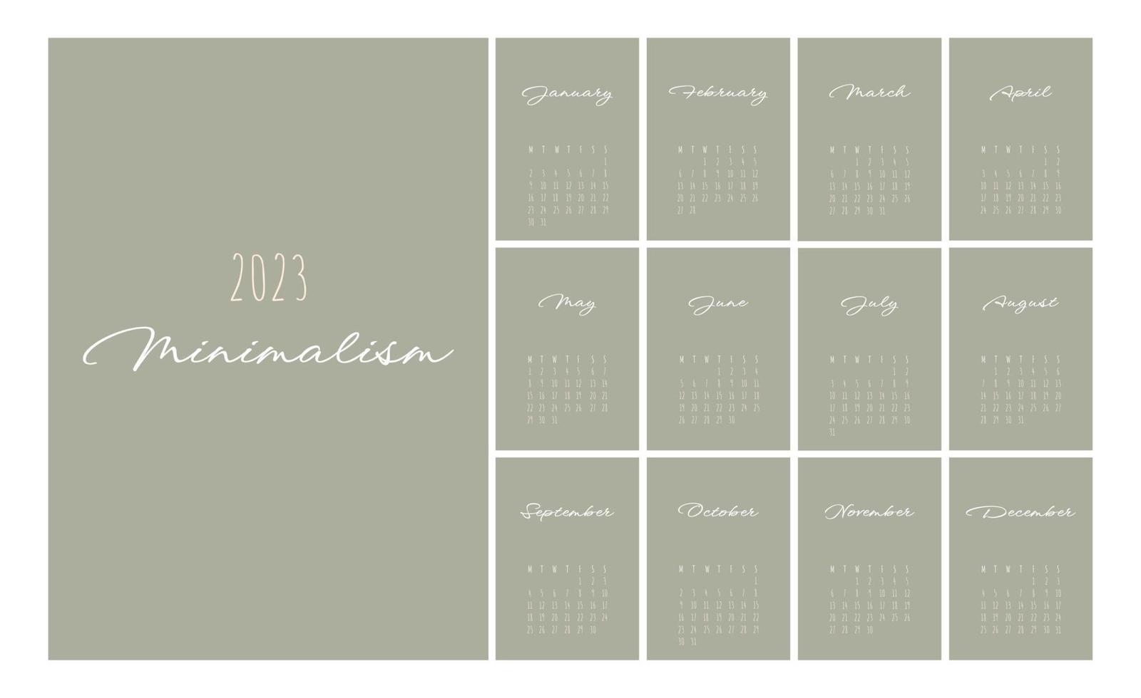 calendario 2023 di moda minimalista stile. impostato di 12 pagine scrivania calendario. 2023 minimo calendario progettista design per stampa modello. vettore illustrazione