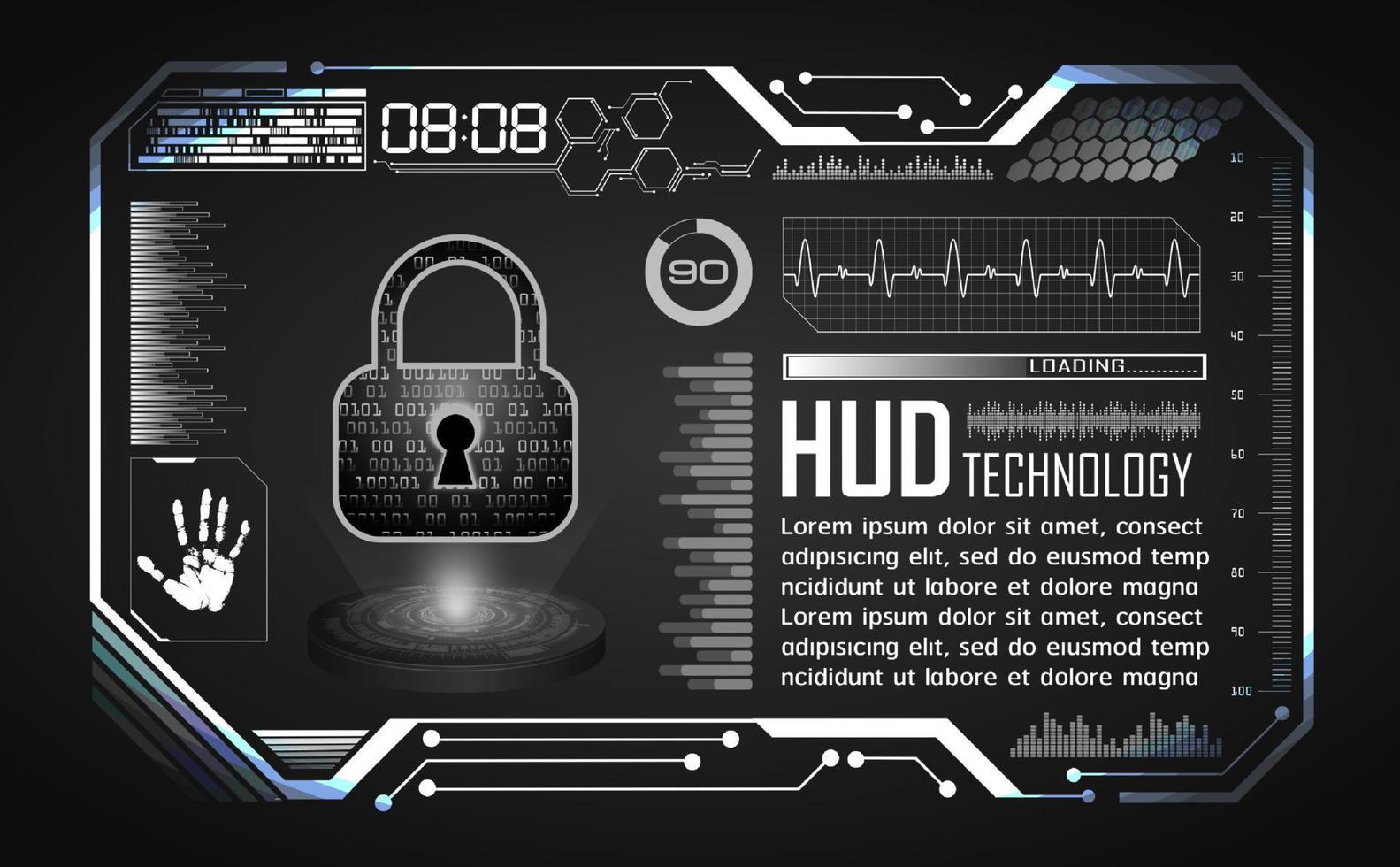 moderno hud tecnologia schermo sfondo con serratura vettore