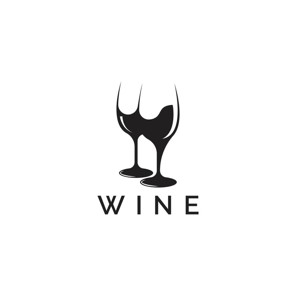 vino bicchiere silhouette logo design modello vettore