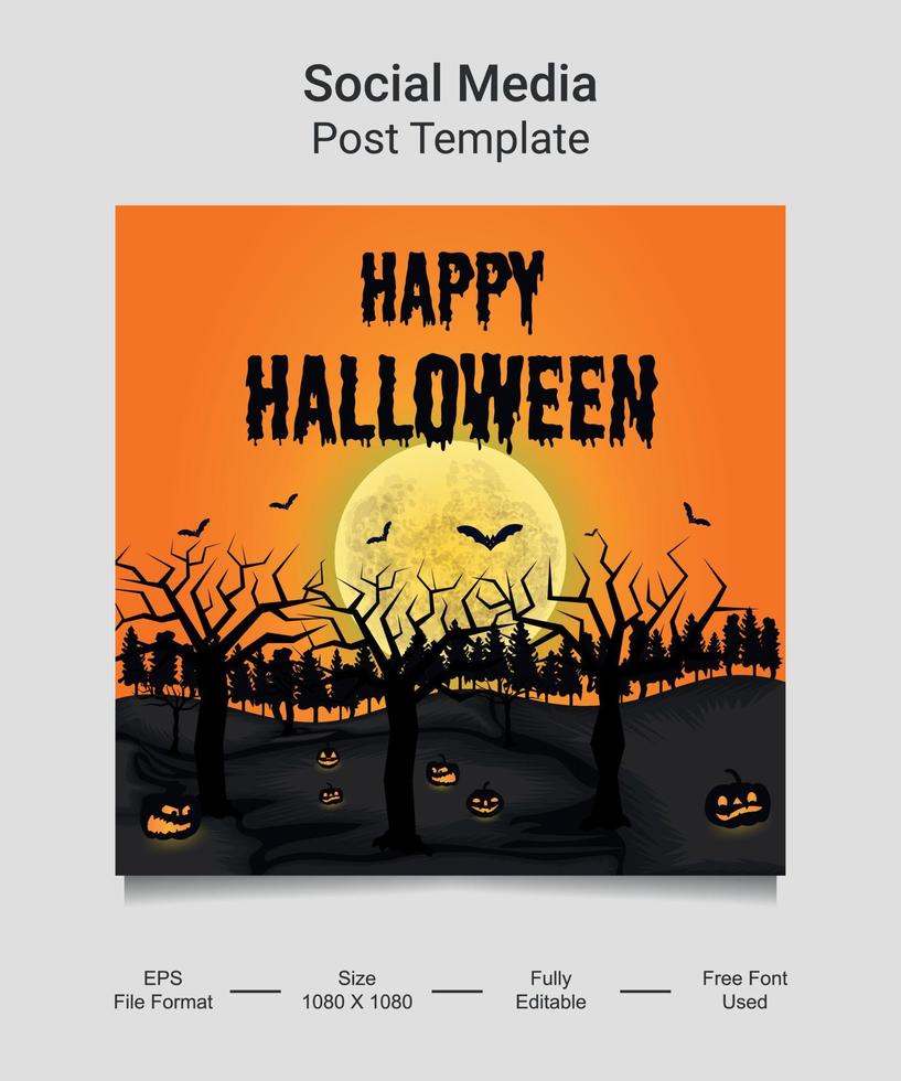 contento Halloween sociale media inviare modello design. zucca con orrore Halloween concetto. vettore illustrazione per saluto carta, invito, ragnatela bandiera pubblicità, manifesto.