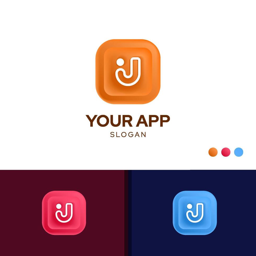 lettera j semplice punto logo App design ispirazione modello vettore creativo simbolo