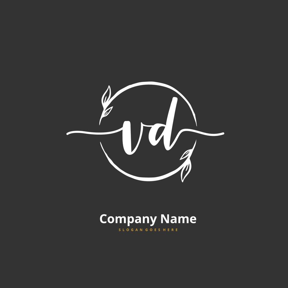 vd iniziale grafia e firma logo design con cerchio. bellissimo design manoscritto logo per moda, squadra, nozze, lusso logo. vettore