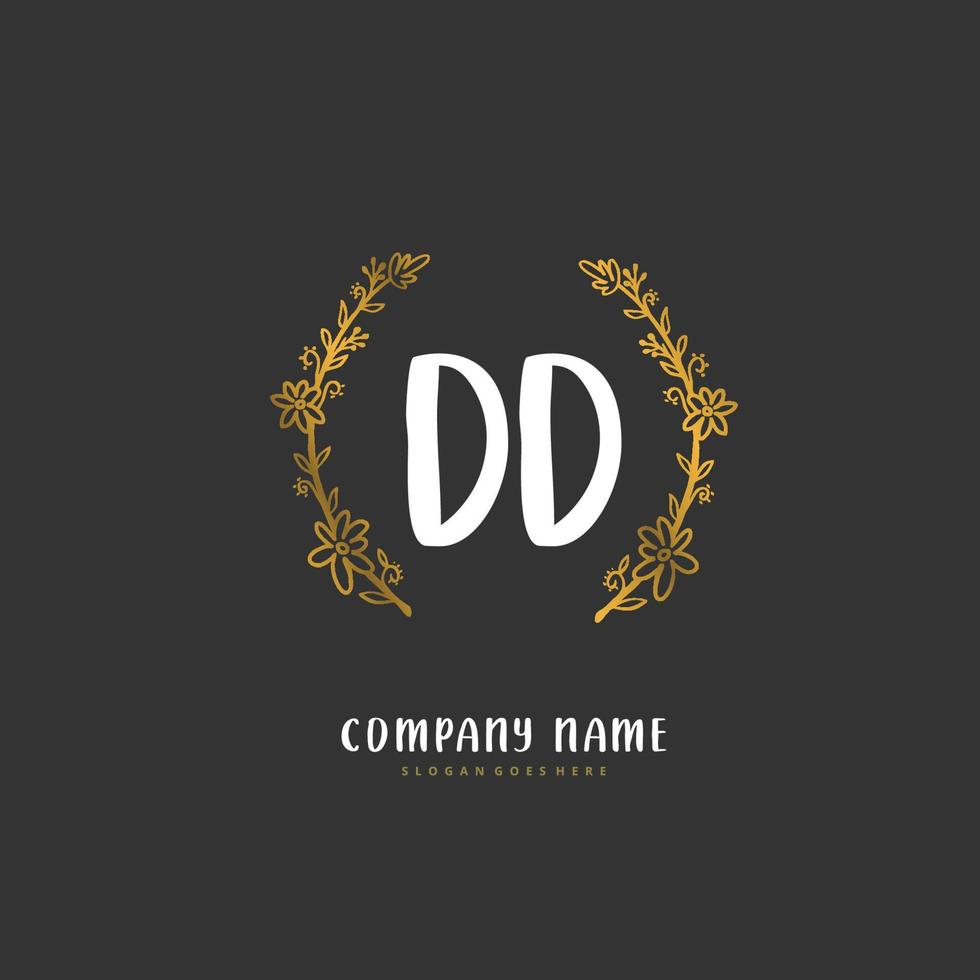 dd iniziale grafia e firma logo design con cerchio. bellissimo design manoscritto logo per moda, squadra, nozze, lusso logo. vettore