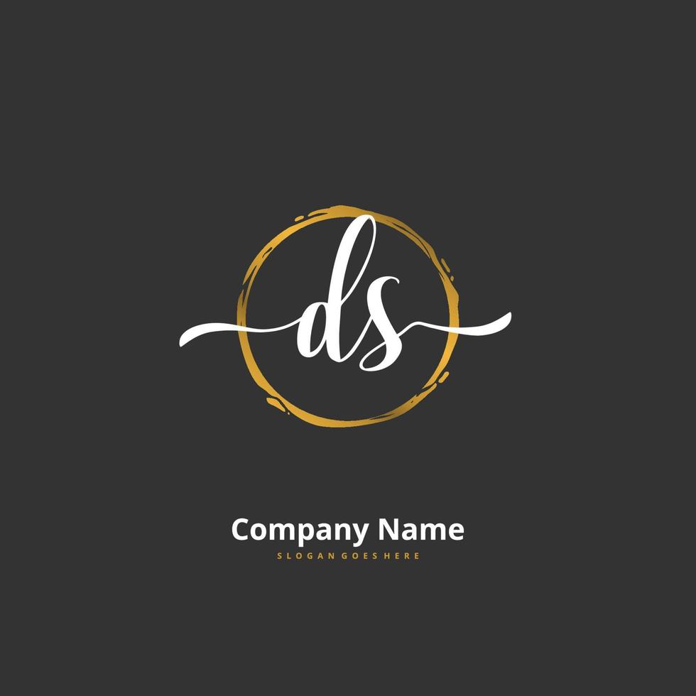 ds iniziale grafia e firma logo design con cerchio. bellissimo design manoscritto logo per moda, squadra, nozze, lusso logo. vettore