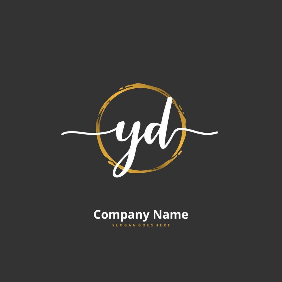 yd iniziale grafia e firma logo design con cerchio. bellissimo design manoscritto logo per moda, squadra, nozze, lusso logo. vettore