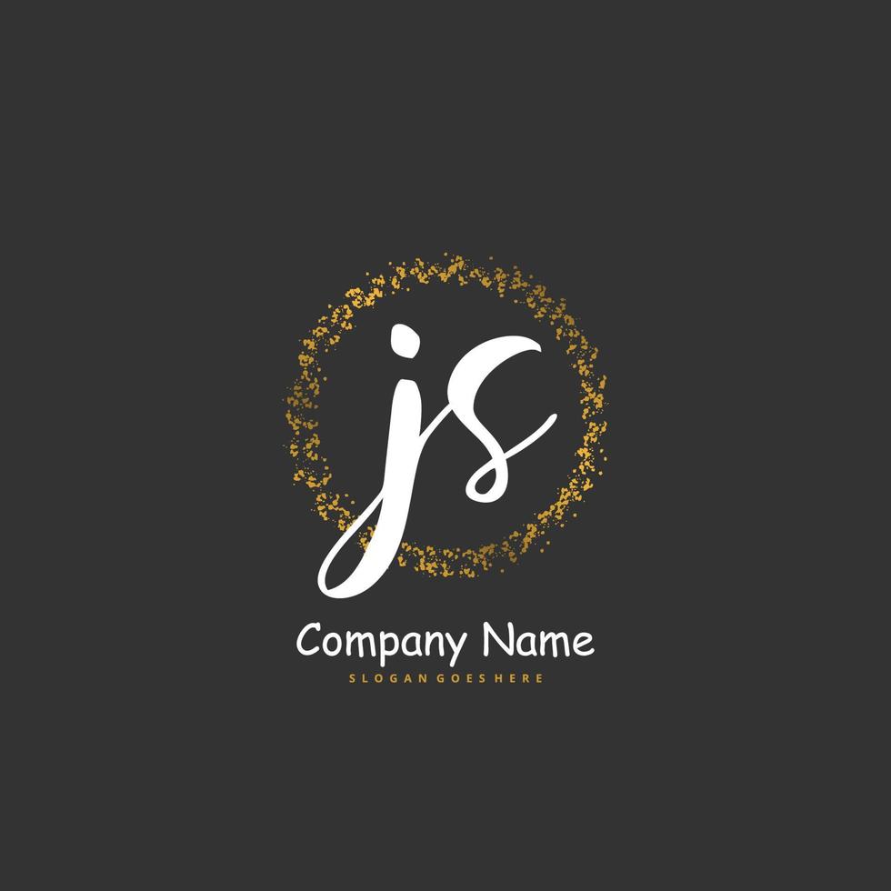 js iniziale grafia e firma logo design con cerchio. bellissimo design manoscritto logo per moda, squadra, nozze, lusso logo. vettore