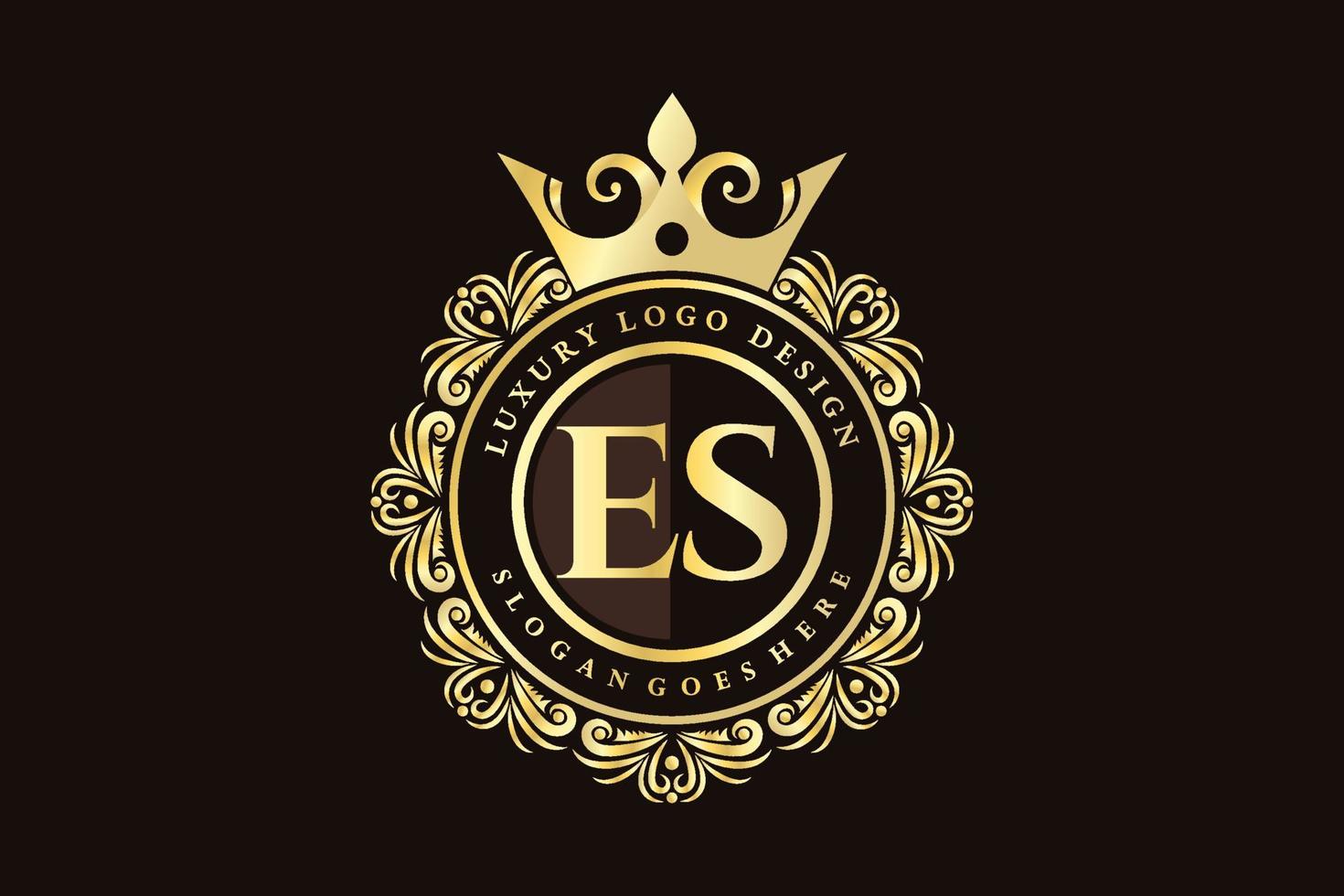 es iniziale lettera oro calligrafico femminile floreale mano disegnato araldico monogramma antico Vintage ▾ stile lusso logo design premio vettore