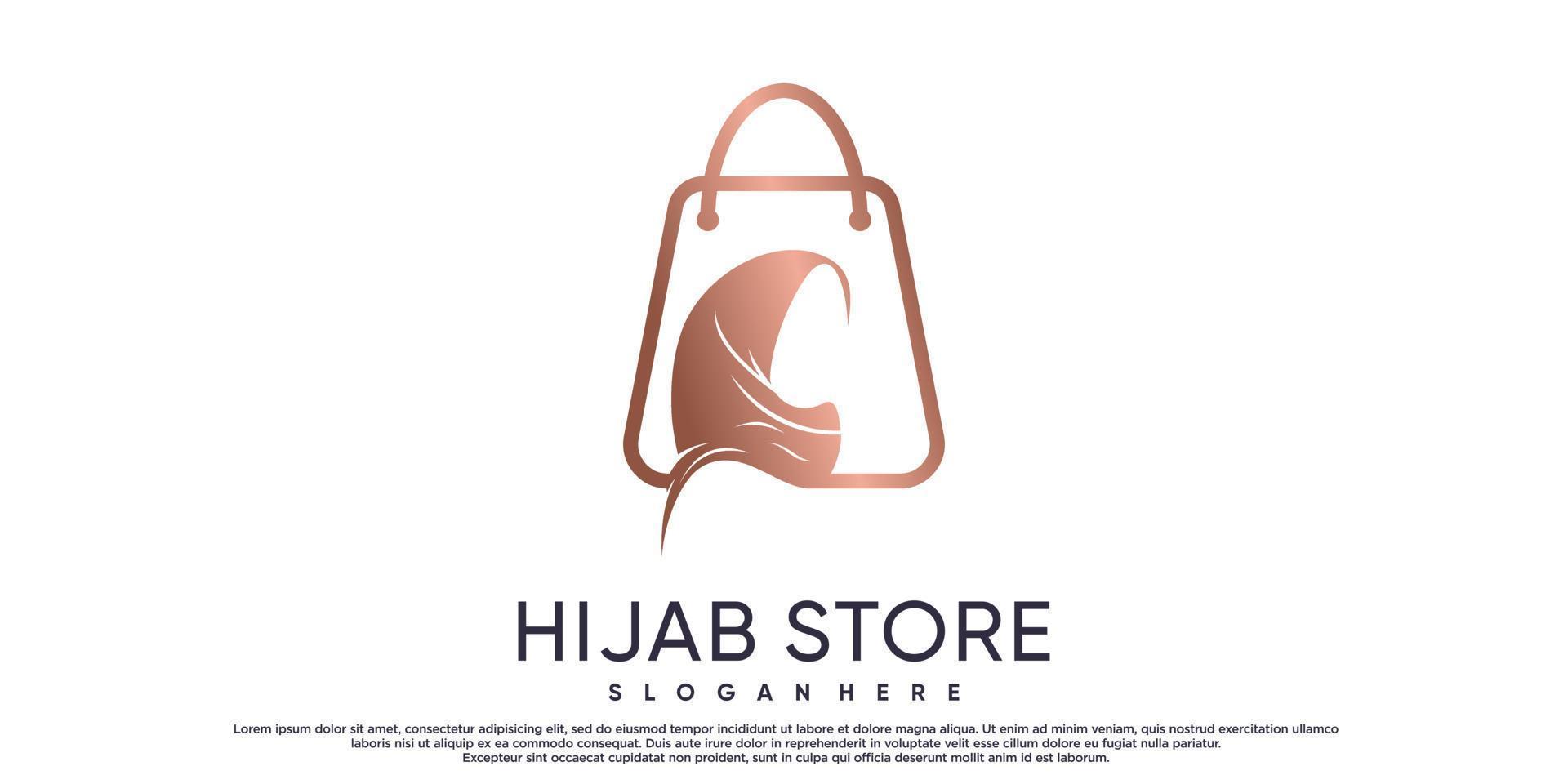 hijab memorizzare o hijab negozio logo design con creativo moderno concetto premio vettore