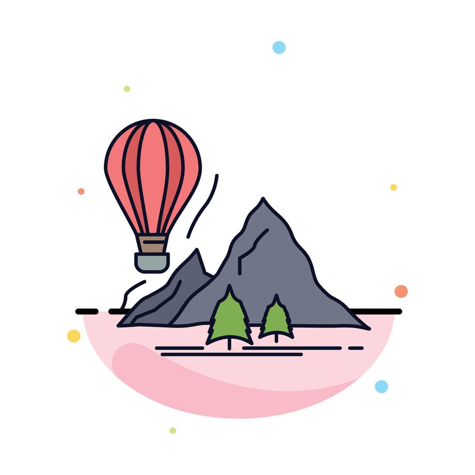 Esplorare viaggio montagne campeggio palloncini piatto colore icona vettore