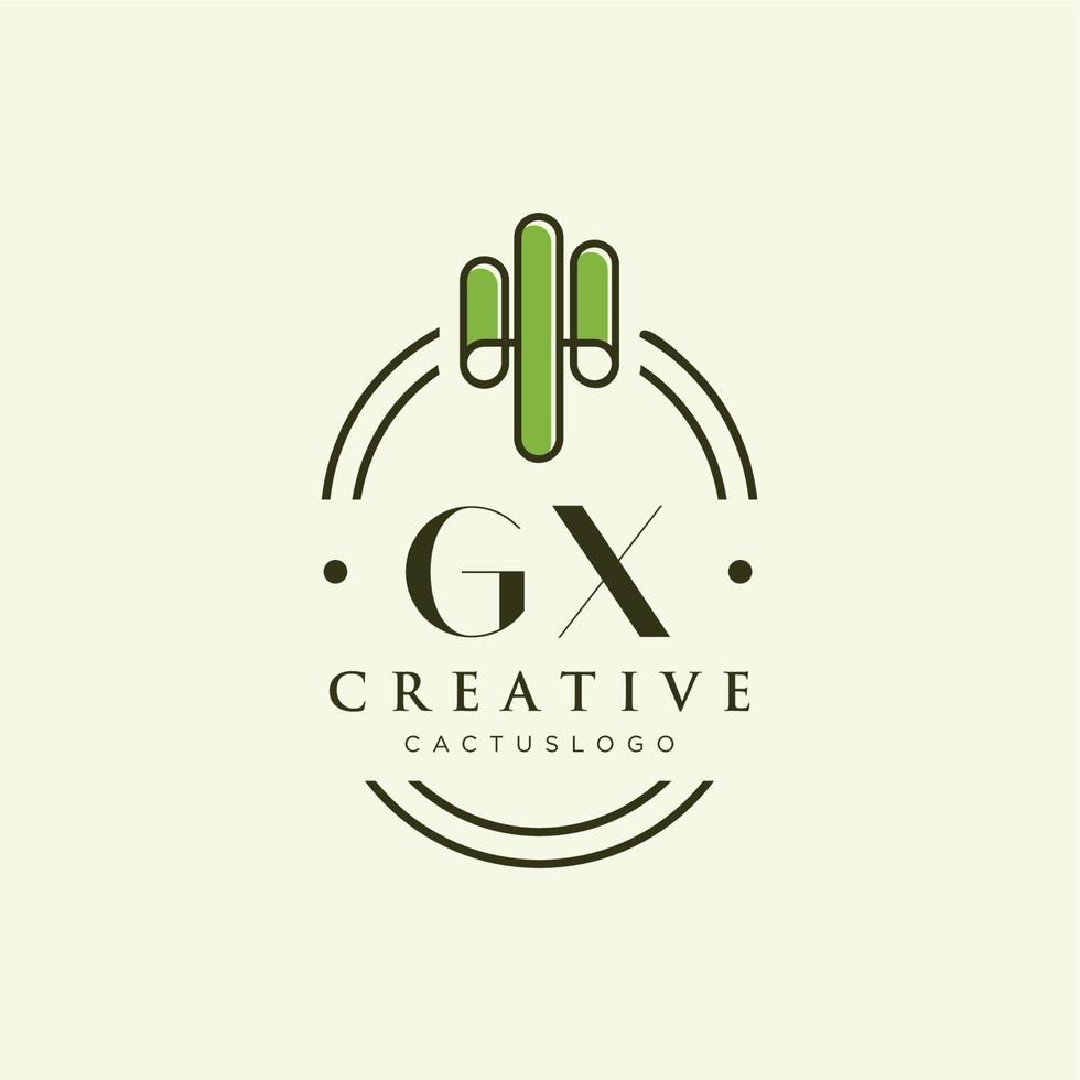 gx iniziale lettera verde cactus logo vettore