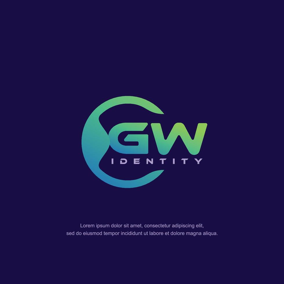 gw iniziale lettera circolare linea logo modello vettore con pendenza colore miscela