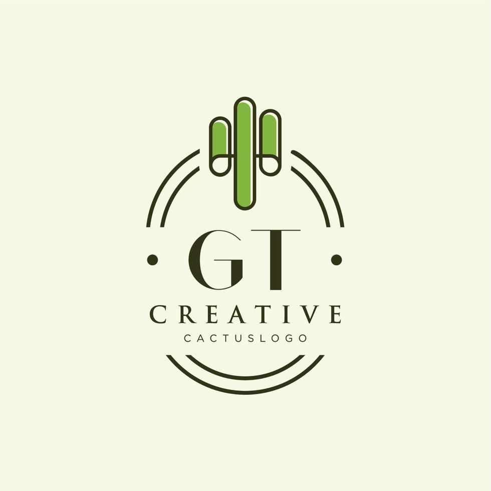 gt iniziale lettera verde cactus logo vettore