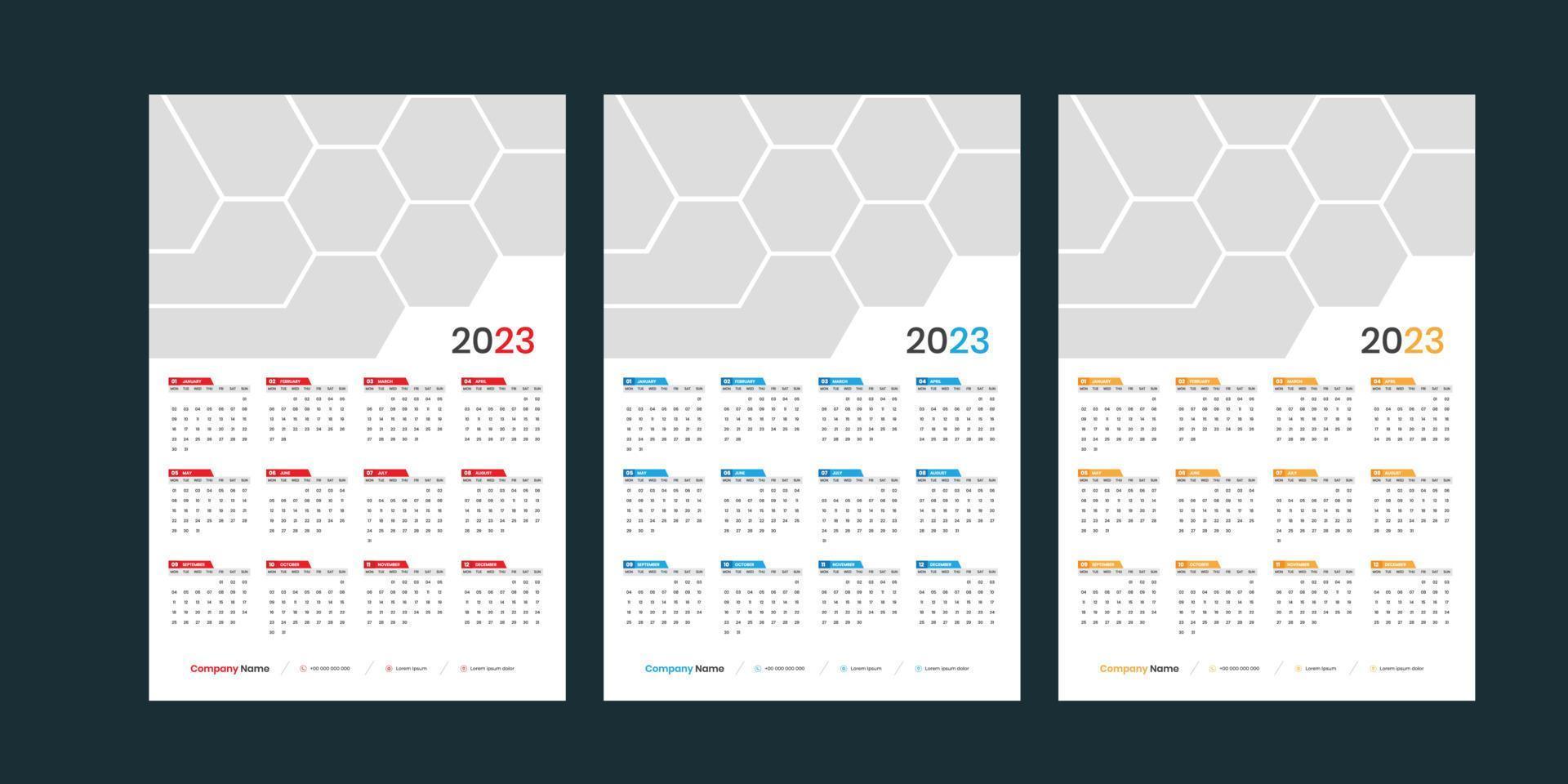 calendario da parete 2023 vettore