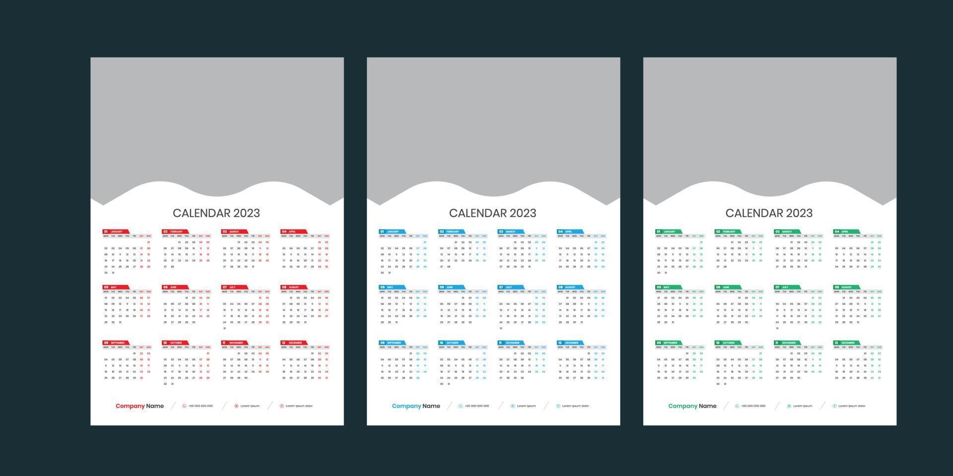 calendario da parete 2023 vettore