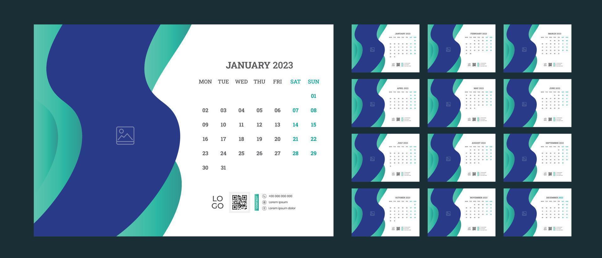 calendario da tavolo design 2023 vettore