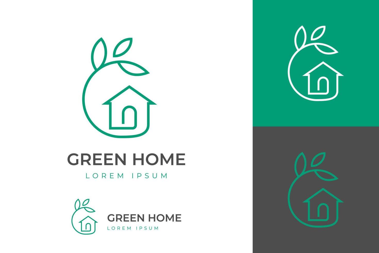 iniziale lettera g per natura verde Casa logo design linea arte stile vettore simbolo icona design con foglia cerchio casa concetto, eco amichevole casa logo design
