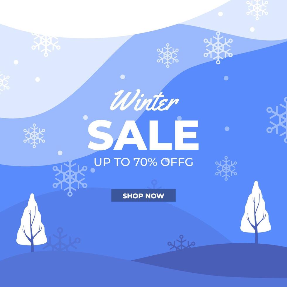bianca blu paesaggio inverno vendita offrire sconto promozione piazza sociale media modello vettore