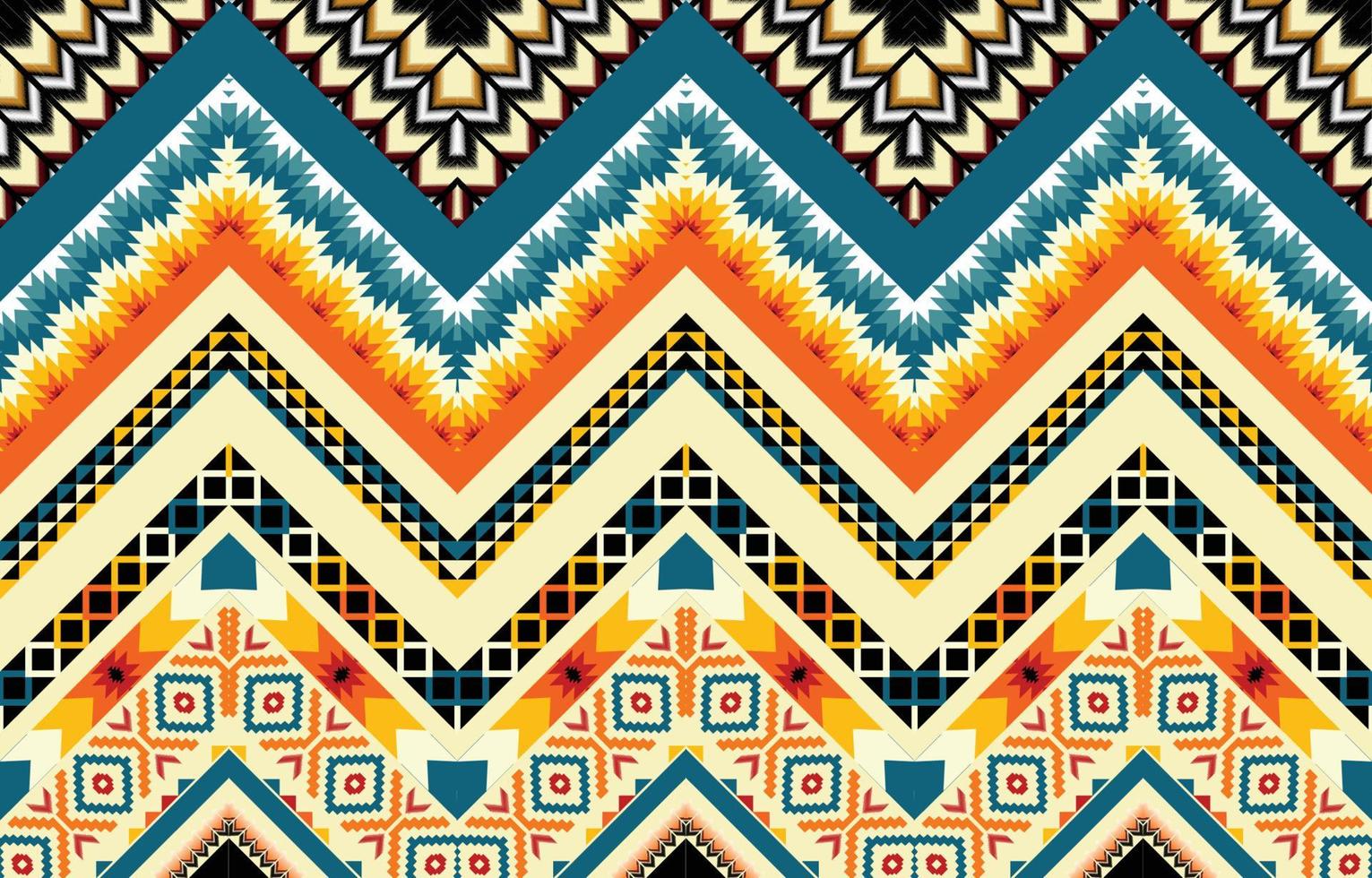 geometrico etnico modello senza soluzione di continuità colorato orientale. senza soluzione di continuità modello. design per tessuto, tenda, sfondo, tappeto, sfondo, vestiario, avvolgere, batik, tessuto, linoleum, vettore illustrazione.