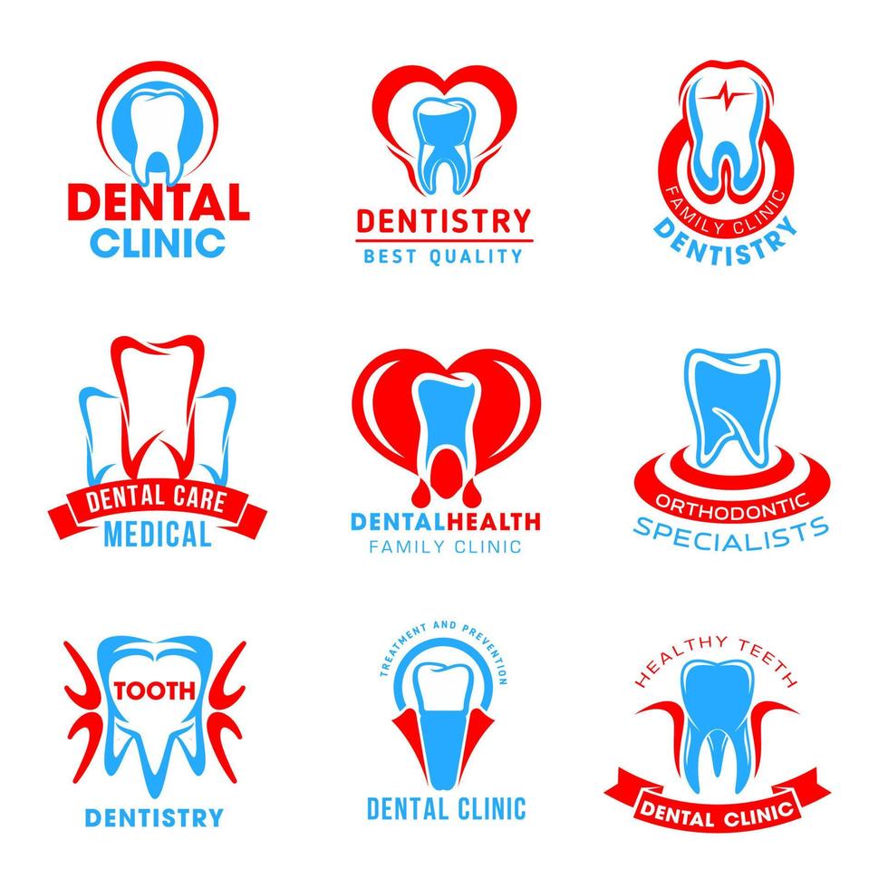 vettore impostato di dentale clinica icone