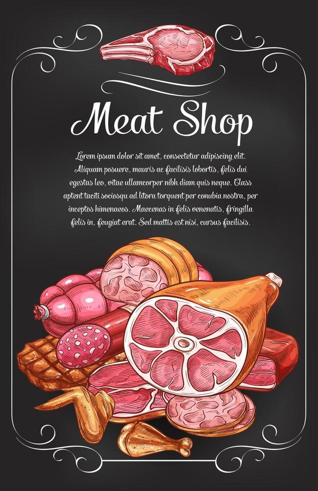 carne e salsiccia lavagna bandiera di etichetta design vettore