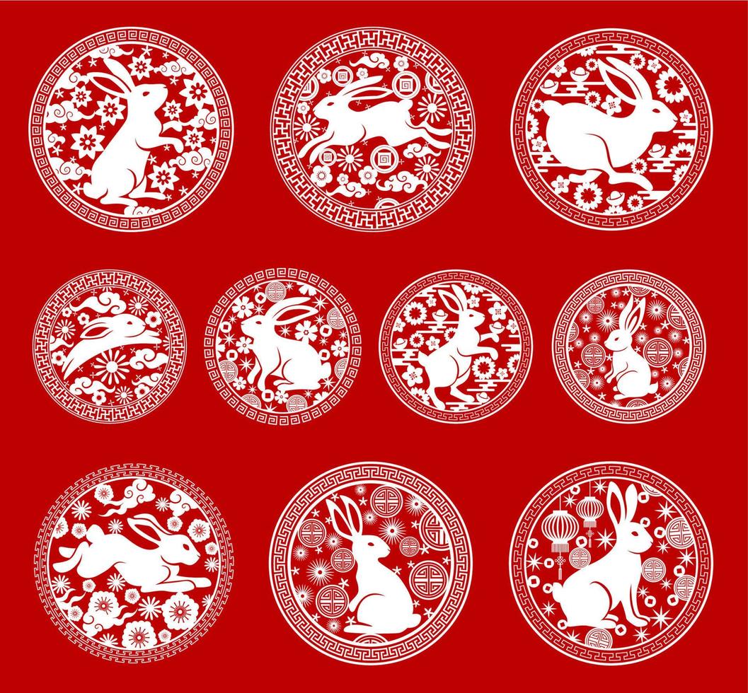 coniglio icone di Cinese nuovo anno animale oroscopo vettore