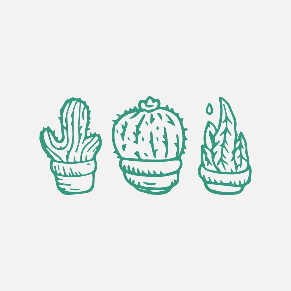 cactus scarabocchio impostato vettore illustrazione