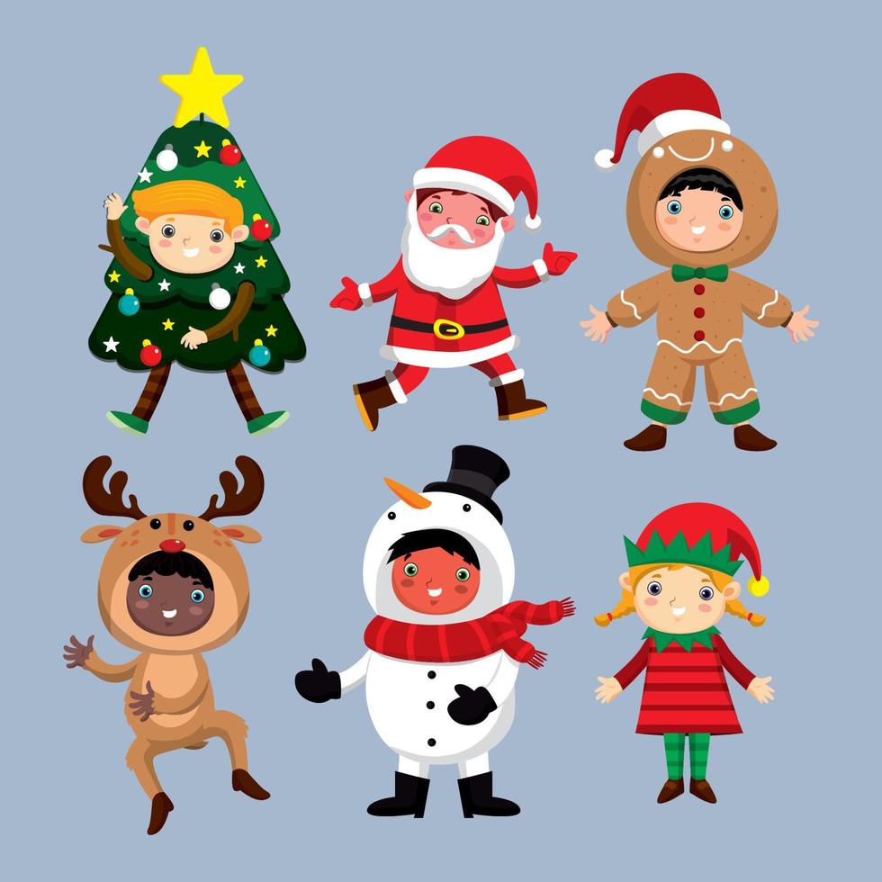 bambini Natale costume personaggio vettore