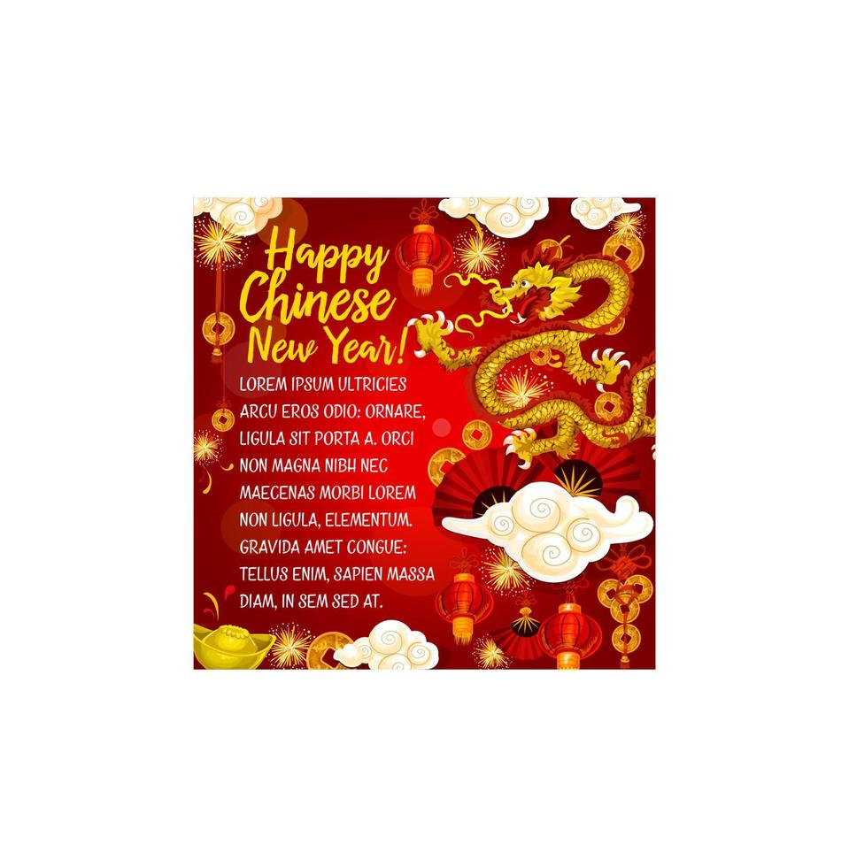 Cinese Drago saluto carta per lunare nuovo anno vettore
