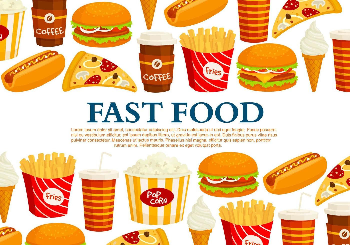 veloce cibo vettore manifesto di Fast food pasti